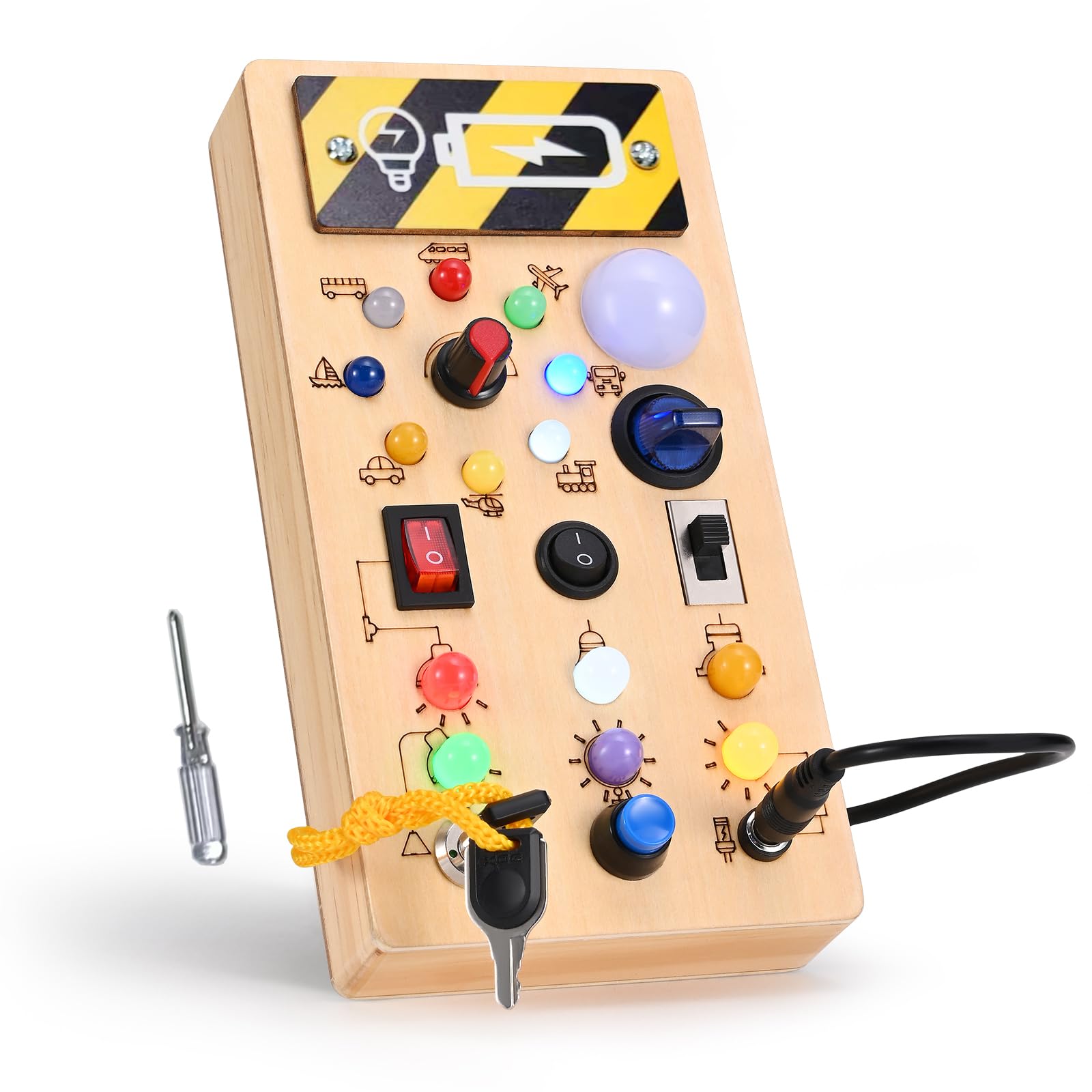 Giochi Montessori 1 Anno Busy Board Montessori SLEMAKO Avec Piano Et Lumières - Jouet Bois Educatif 3 Ans - 6 Sons Animaux Et LED Parcours Motricité Bébé