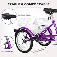 Vista 102 de H&ZT Triciclo para adultos, bicicleta de 3 ruedas, triciclo crucero, con engranaje de 7 velocidades, mango de freno de estacionamiento, escalón