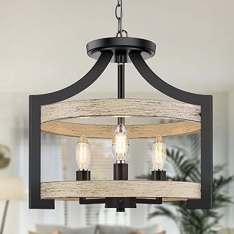 BesLowe 3-Light Semi Flush Mount Ceiling Light, Convertible Pendant Light