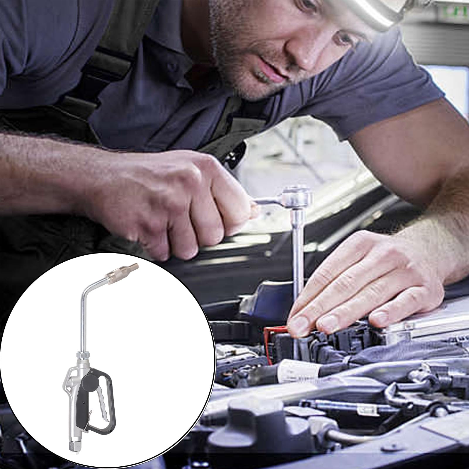 Generisch 3 Ergonomischer Aluminium Ölspender mit 1/2-Zoll Düse, 150–1500, manuelle Steuerung für Werkstatt und Motorradpflege, Ölkontrolle