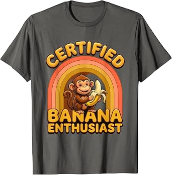 Certified Banana Enthusiast Funny Monkey Design T-Shirt