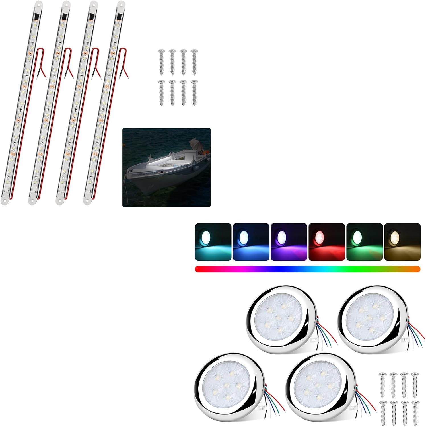 RVZONE LED Boat Interior Lights 3inch RGBW Boat Courtesy Lights IP68 Waterproof