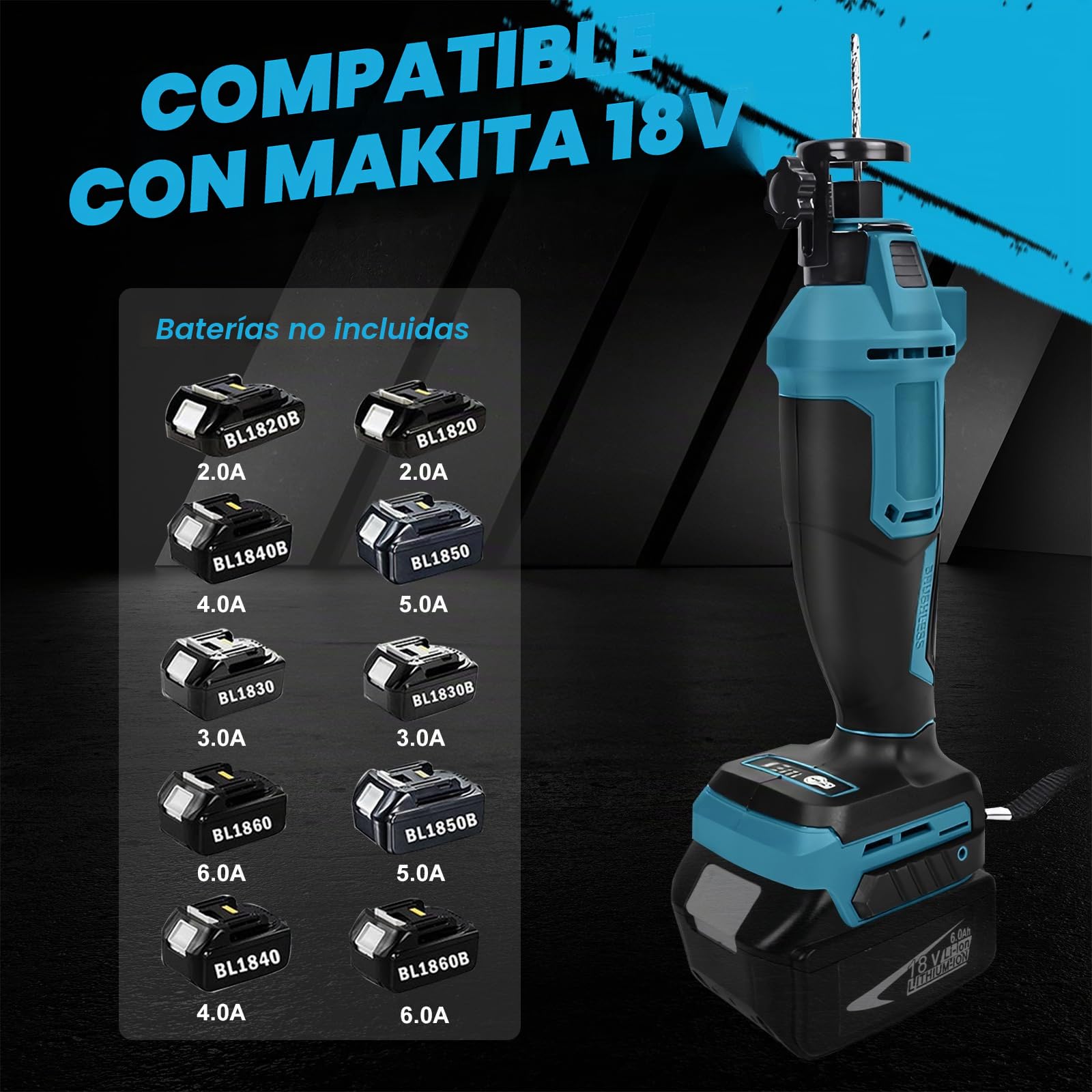 Cortador de paneles de yeso inalámbrico para Makita 18v batería, sierra de corte sin escobillas, 32000 RPM, ajuste de profundidad sin herramientas con luz LED, para cortar en una variedad de
