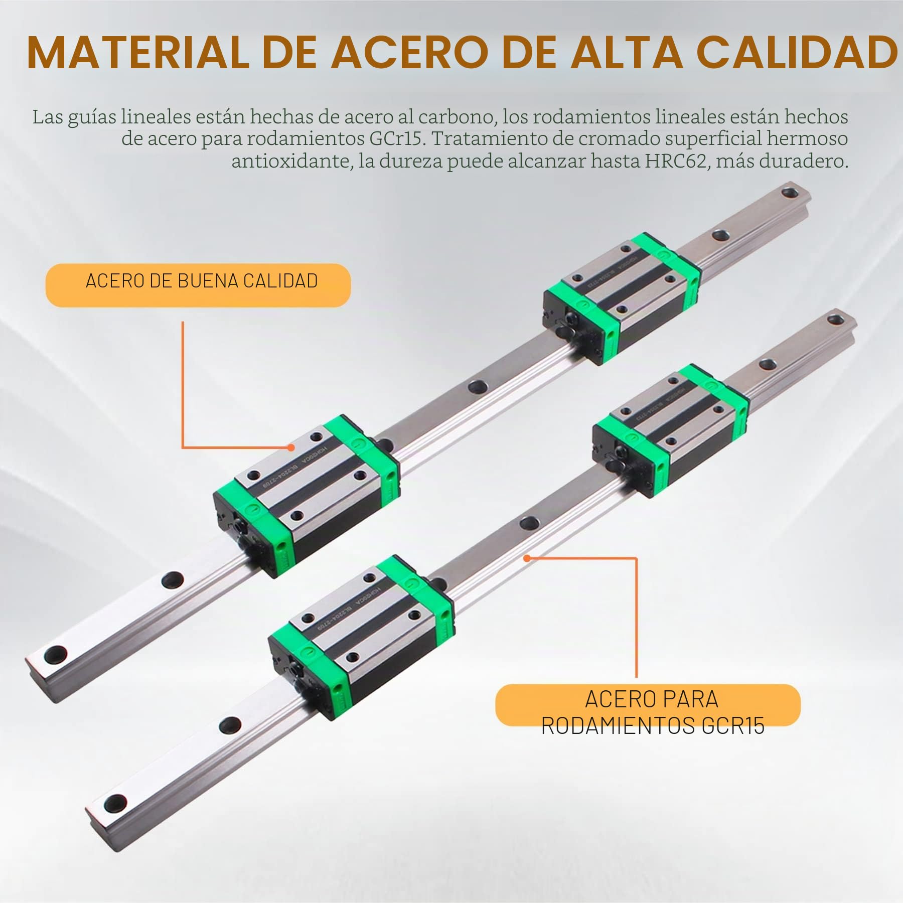 HGR20 Set de 2 guías lineales HGR20 de 800 mm, carril guía lineal + 4 bloques deslizantes HGH20, para aparatos eléctricos, fresado, routers CNC, bloques deslizantes e impresoras 3D