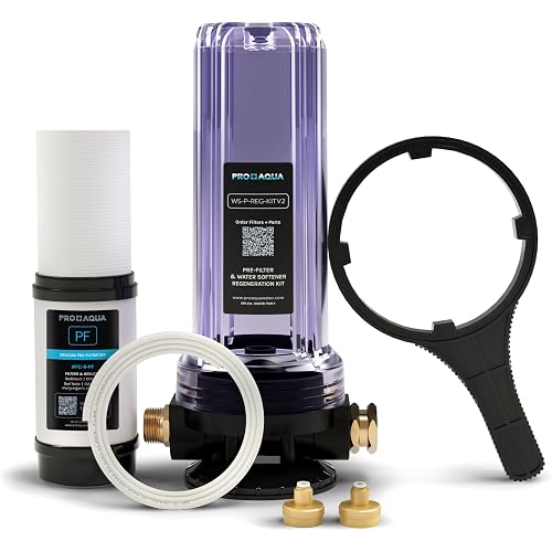 PRO+AQUA 2-Stage Regeneration/Filtration Kit for Portable Water Softeners - Removes Chlorine, Bad Taste, Odors, Sediment, Bacteria - Universal Fit, Protects System, 5 Micron (WS-P-REG-KIT)