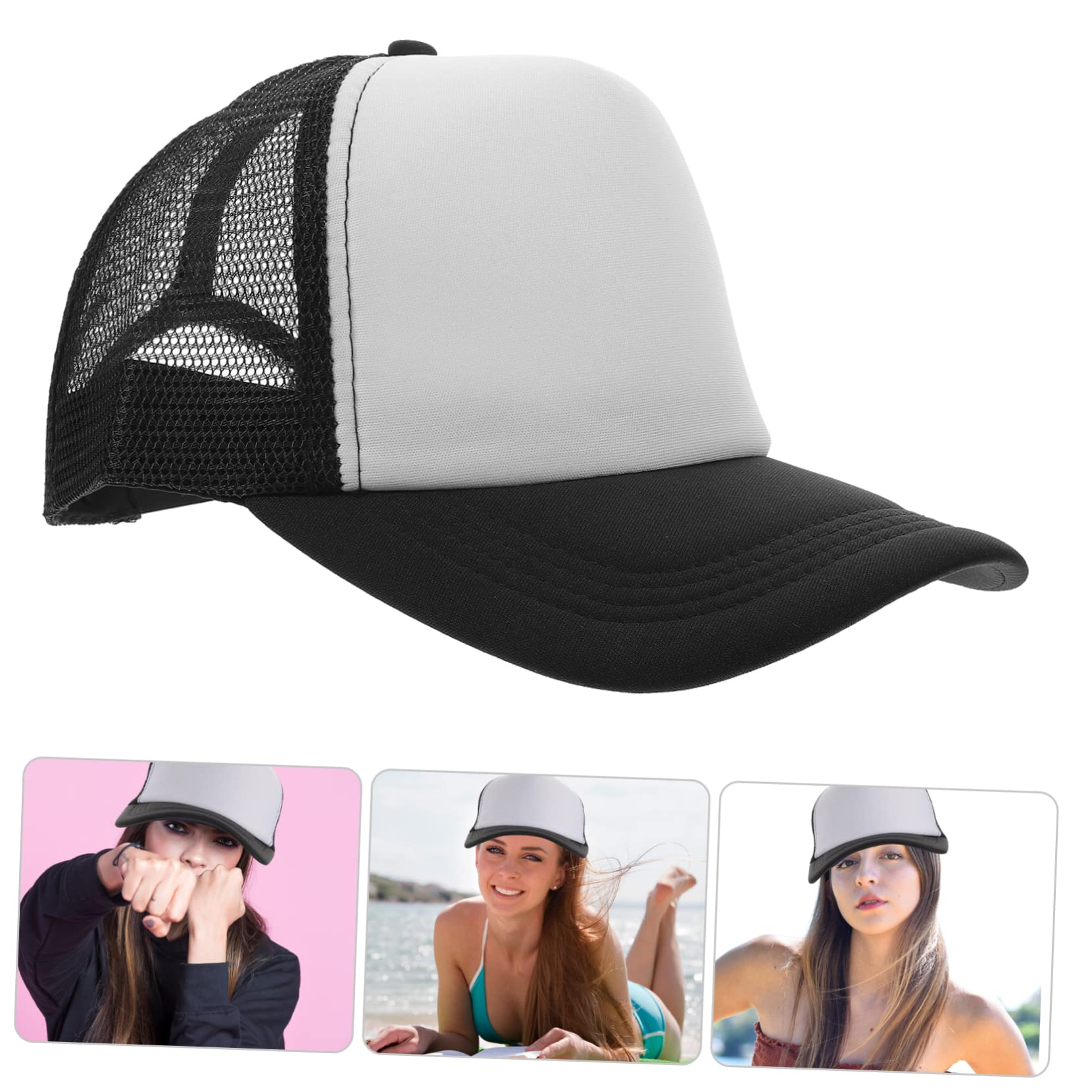 FRCOLOR 10 Stück Packung Schwarze Basecap Netz mit Mesh Design Leicht und Geeignet für Sublimationsdruck für Selbstgemacht Wärmeübertragung und Outdoor Aktivitäten Wie Klettern