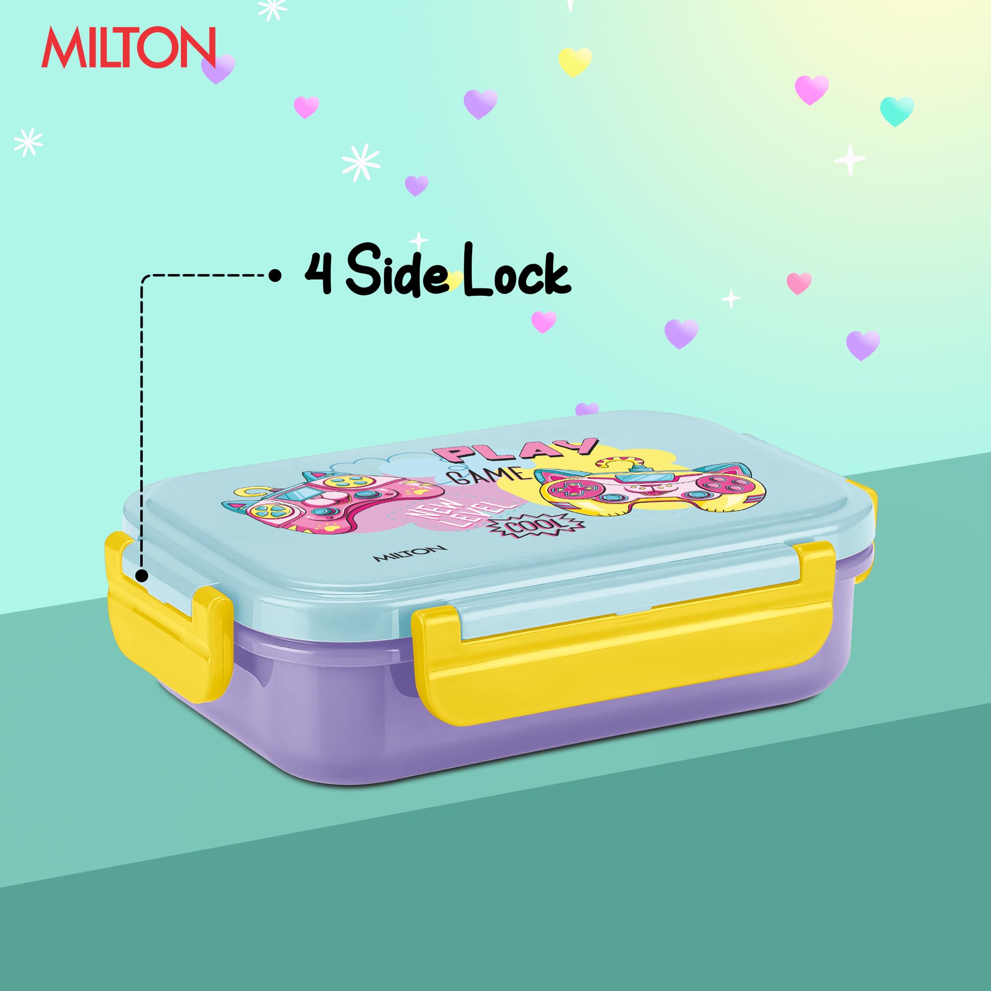 MILTON Candy Steel Tiffin Lunch Box for Kids with Inner Stainless Steel Container I Leak Proof Tiffin Box with Spoon & Fork | BPA-Free, Compact & Durable I for School, Picnic, 520 ml, Purple — Amazon image 2