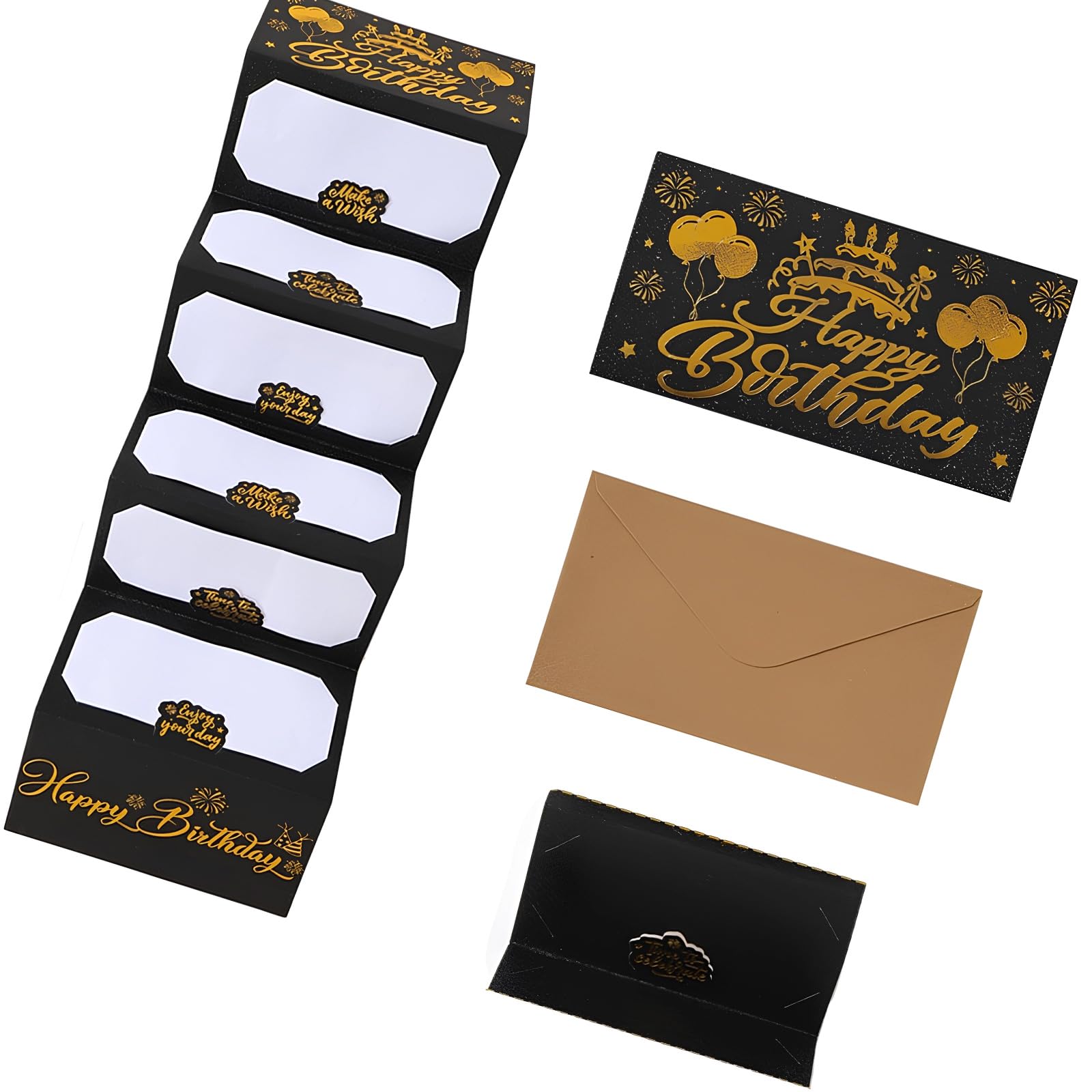 our fave Sustainable Friendly Folded Money Card in Luxurious Black Gold Glittering Finish Perfect for Special Event Money Card