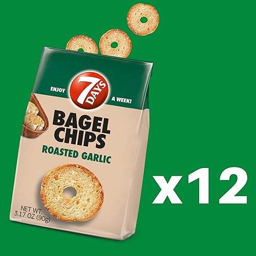 Miniatura 2 de 7Days Bagel Chips, ajo asado, natural, sin OMG (3.17 onzas, paquete de 12)
