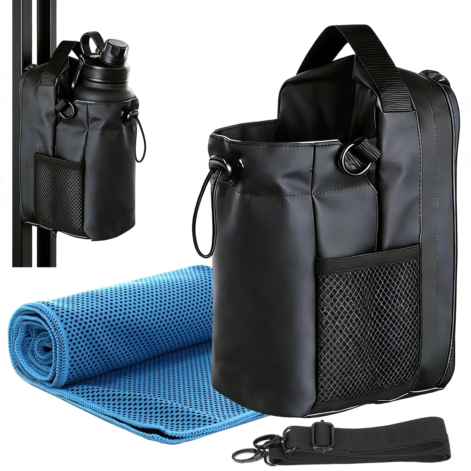 Sadodo 2-in-1 Small Gym Bag Magnetic Water Bottle Carrier + Cooling Towel