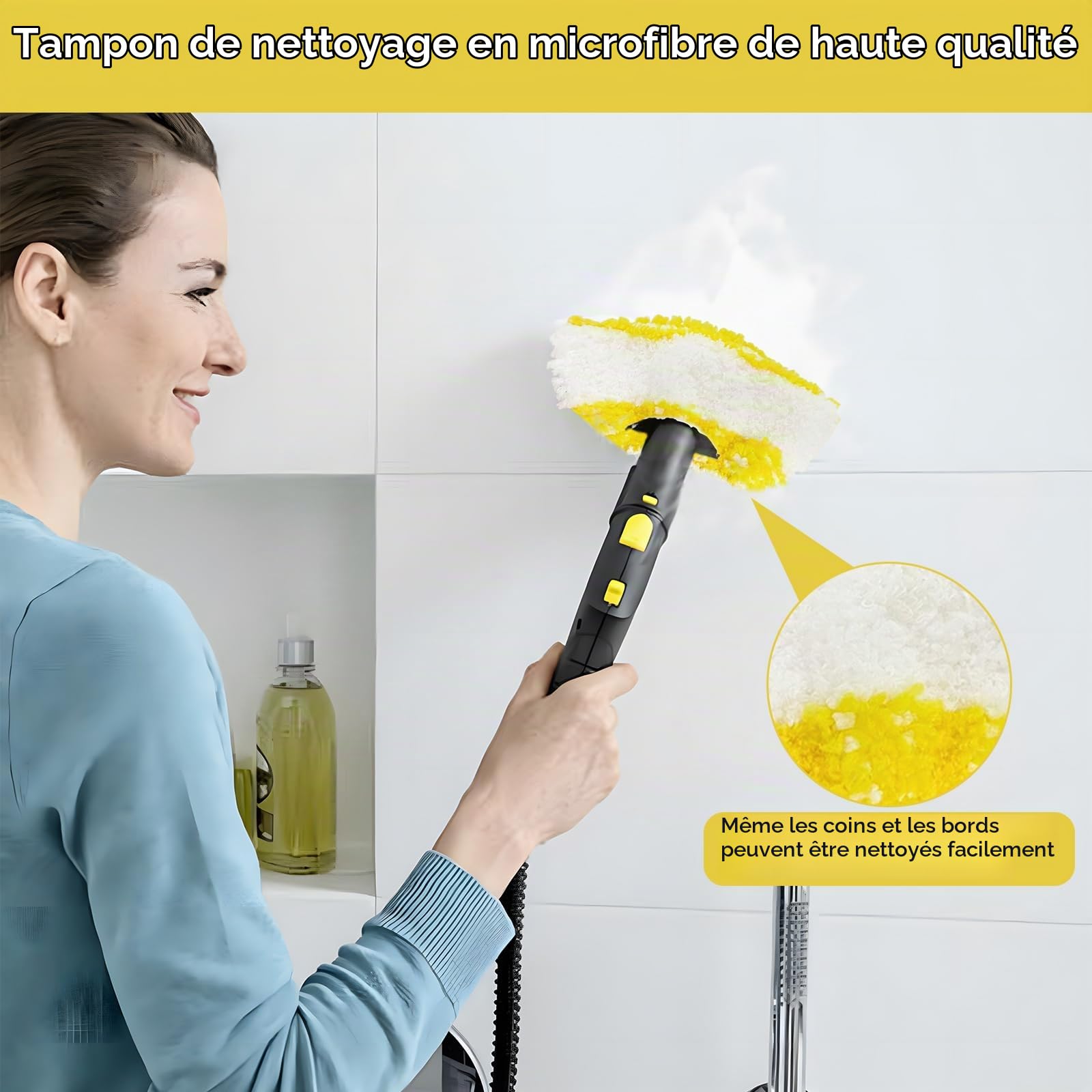 Buse de fenêtre pour nettoyeur vapeur Kärcher avec chiffon en microfibre compatible avec Kärcher SC1 SC2 SC3 SC4 SC5 SC7, accessoire de rechange pour un nettoyage sans traces du verre, des fenêtres et