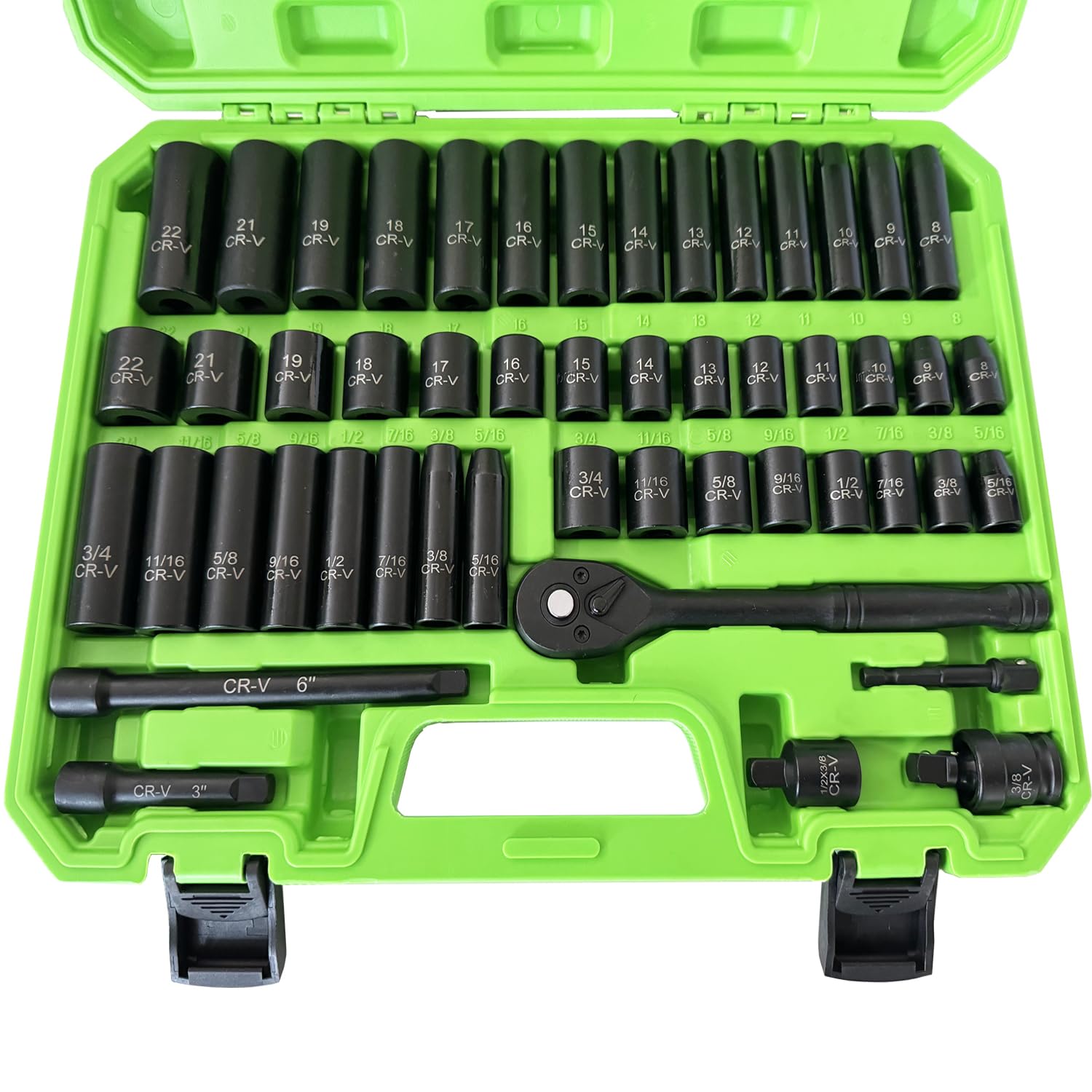VEVOR Juego De Dados De Impacto De 3/4 Pulgadas, 27 Piezas, SAE De 7/8 A 2 Pulgadas Y Métricos