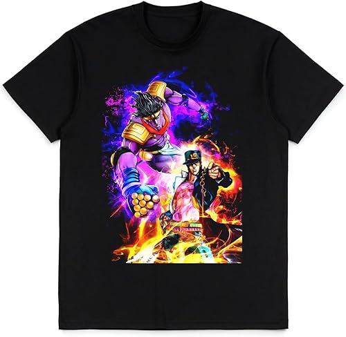JoJo's Bizarre Adventure Shirt Anime Fashion Trend t-Shirt Unisex Short-Sleeved Tops Teen Fans Gifts Black tee Shirt