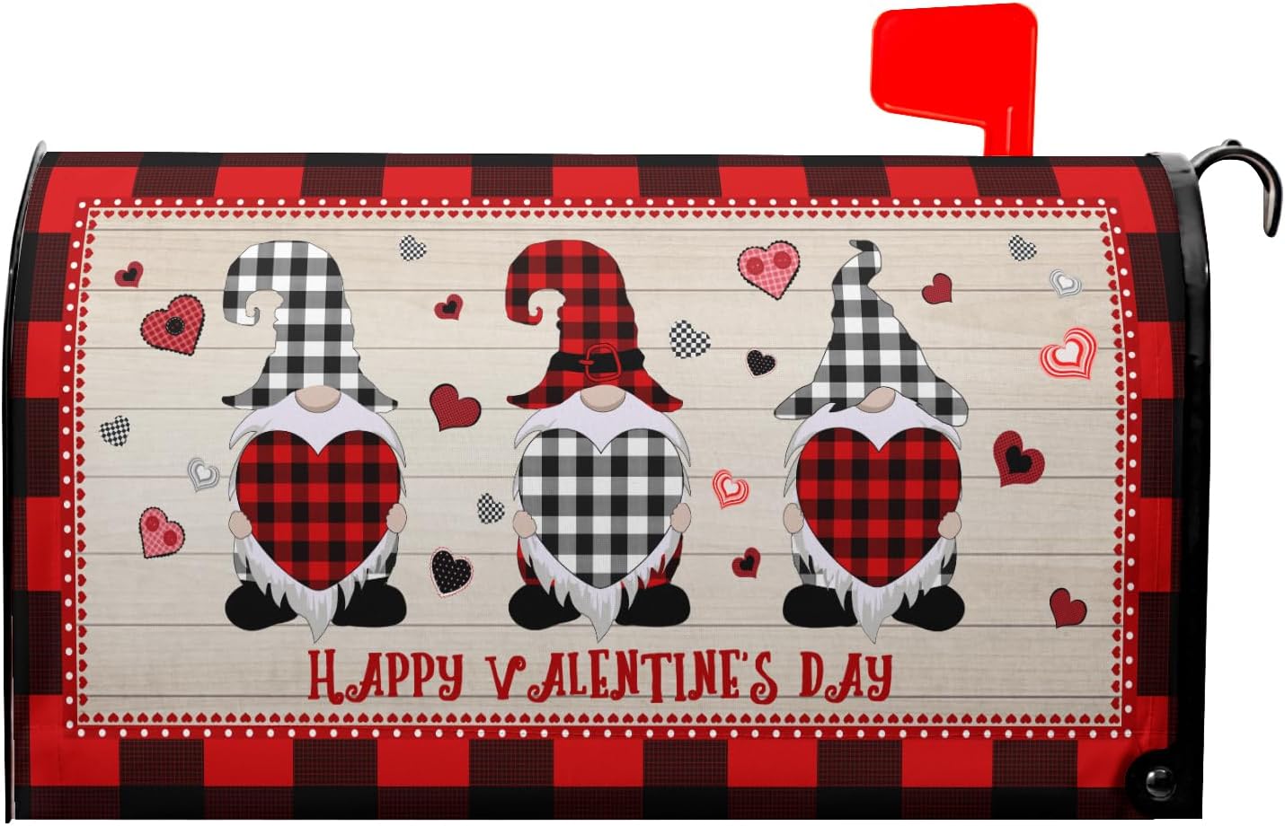 Valentine Gnomes Mailbox Cover Magnetic Standard Size 18" X 21" Happy Valentine's Day Mailbox Wrap Holiday Decorations Post Letter Box Cover for Home Garden
