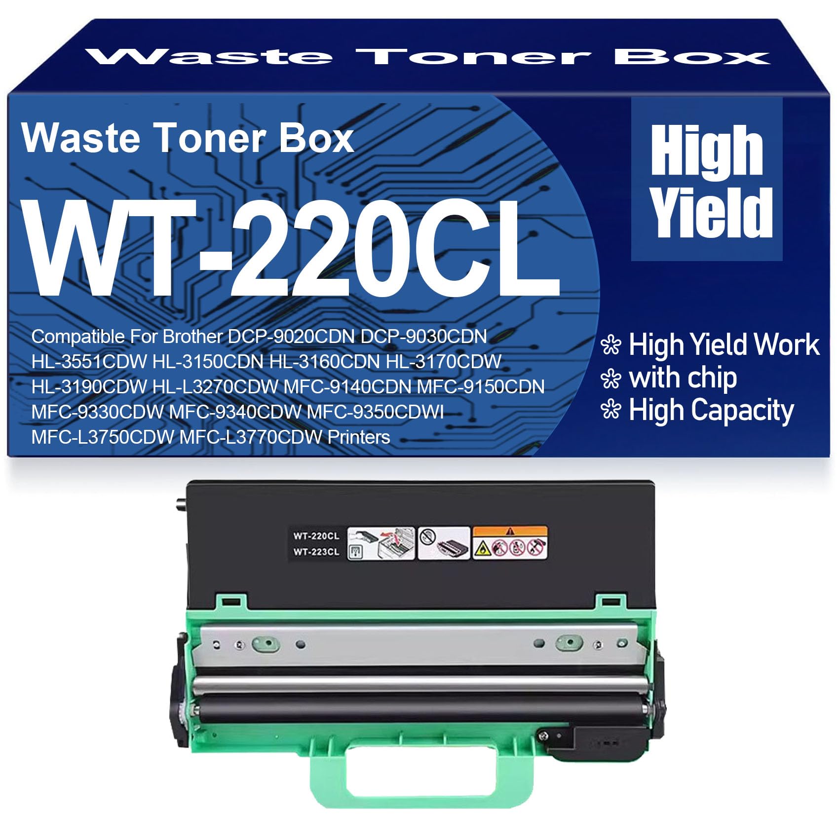 Caja de tóner Residual WT-220CL Compatible Contenedor de residuos WT-223CL para Brother MFC-9140CDN MFC-9150CDN MFC-9330CDW MFC-9340CDW MFC-9350CDWI MFC-L3750CDW,WT 220CL Black-1PC