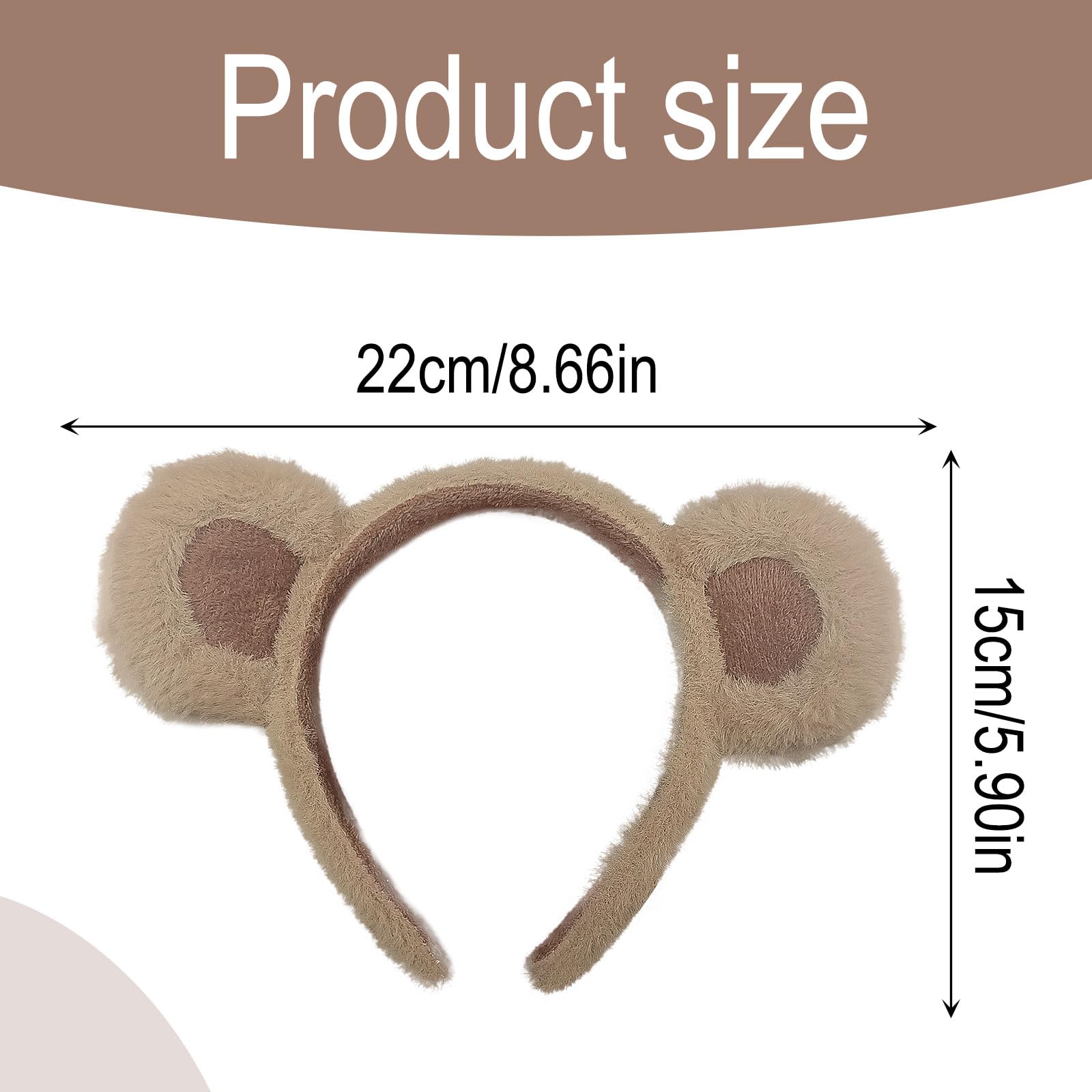 2 Fasce Per Orecchie Da Orso In Peluche – 22x16 Cm, Colori Caffè E Marrone, Per Cosplay, Feste E Giochi Di Ruolo