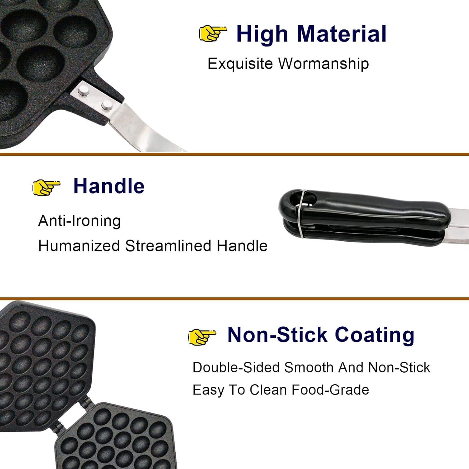 Egg Waffle Maker Cake Maker with Silicone Brush for Home, kitchen, DIY,Bakeware and etc,DIY Bubble Waffle Maker,Non-Stick