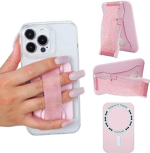 Miniatura 24 de LOVEHANDLE PRO MagSafe Compatible Agarre Magnético para Teléfono con Soporte de Pata - Montura, Correa y Soporte para Smartphone y Tablet - Anillo