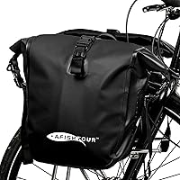 Vista 9 de Alforjas de bicicleta impermeables – 50 L bolsas de sillín para bicicletas – Bolsa de bicicleta para comestibles, laptop (negro, 1 par)