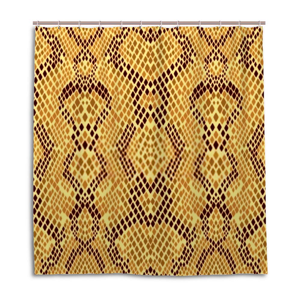 Rideau de douche imperméable polyester à motif serpent CHEHONG anti-moisissure avec 12 crochets