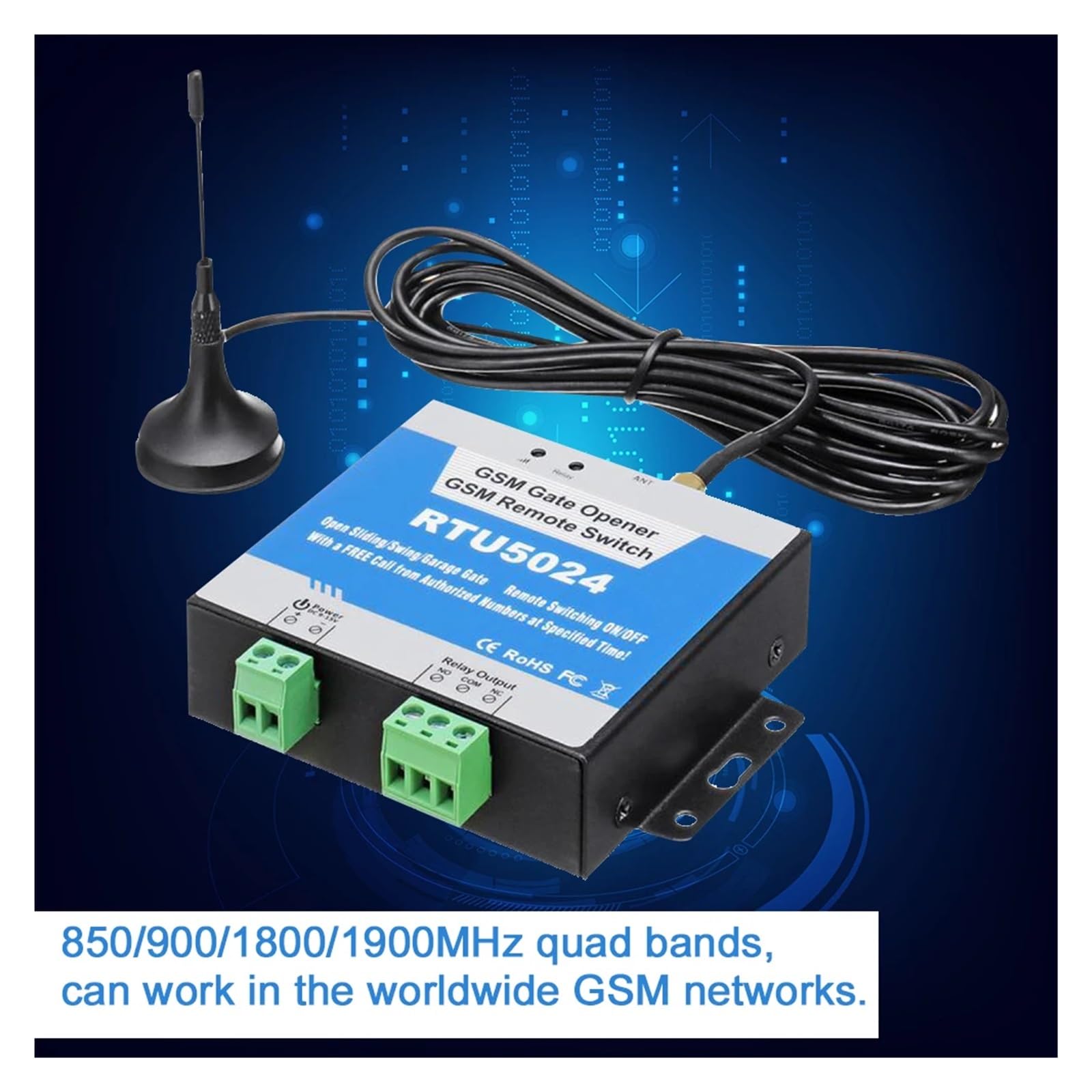 Urządzenie do otwierania bramy GSM Zdalny włącznik/wyłącznik Bezpłatne połączenie Obsługa poleceń SMS 850/900/1800/1900 MHz