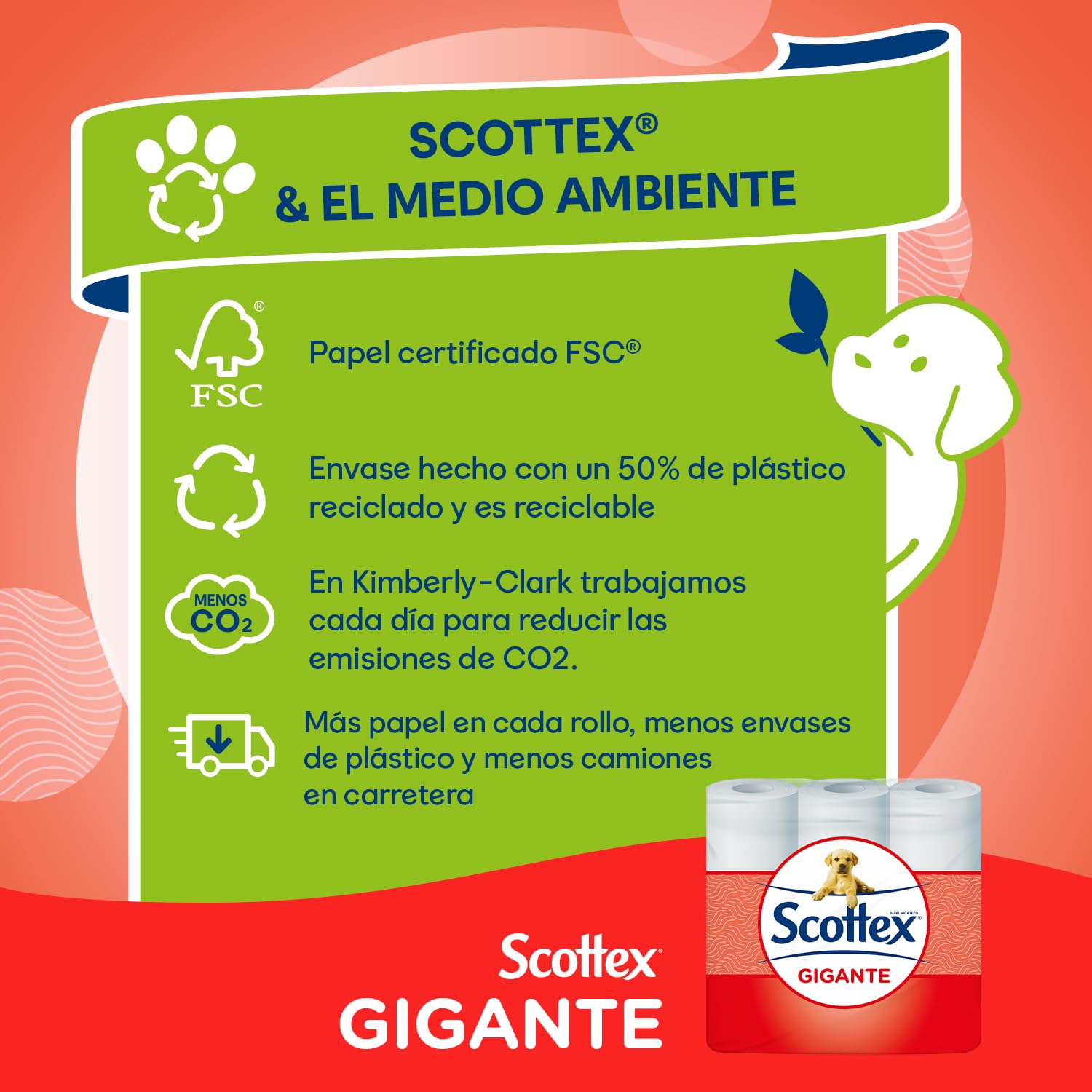 Scottex Gigante Papel Higiénico Seco 18 rollos