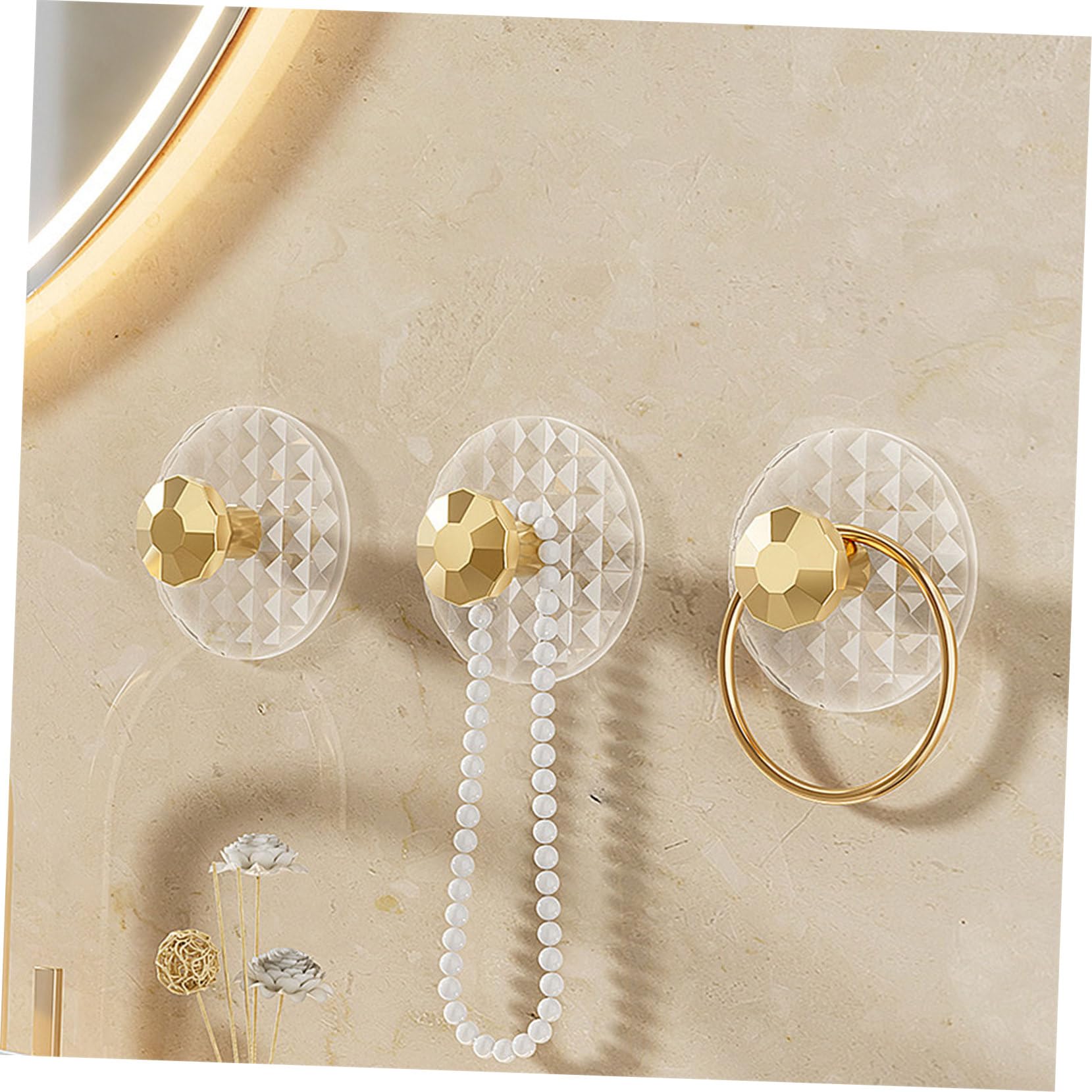STOBAZA Ganchos Adhesivos Para Pared Con Diseño De Colgadores Transparentes Para Joyería Multiusos Para Colgar Collares Ropa Y Accesorios Paquete De Decoración 6 Piezas X 4