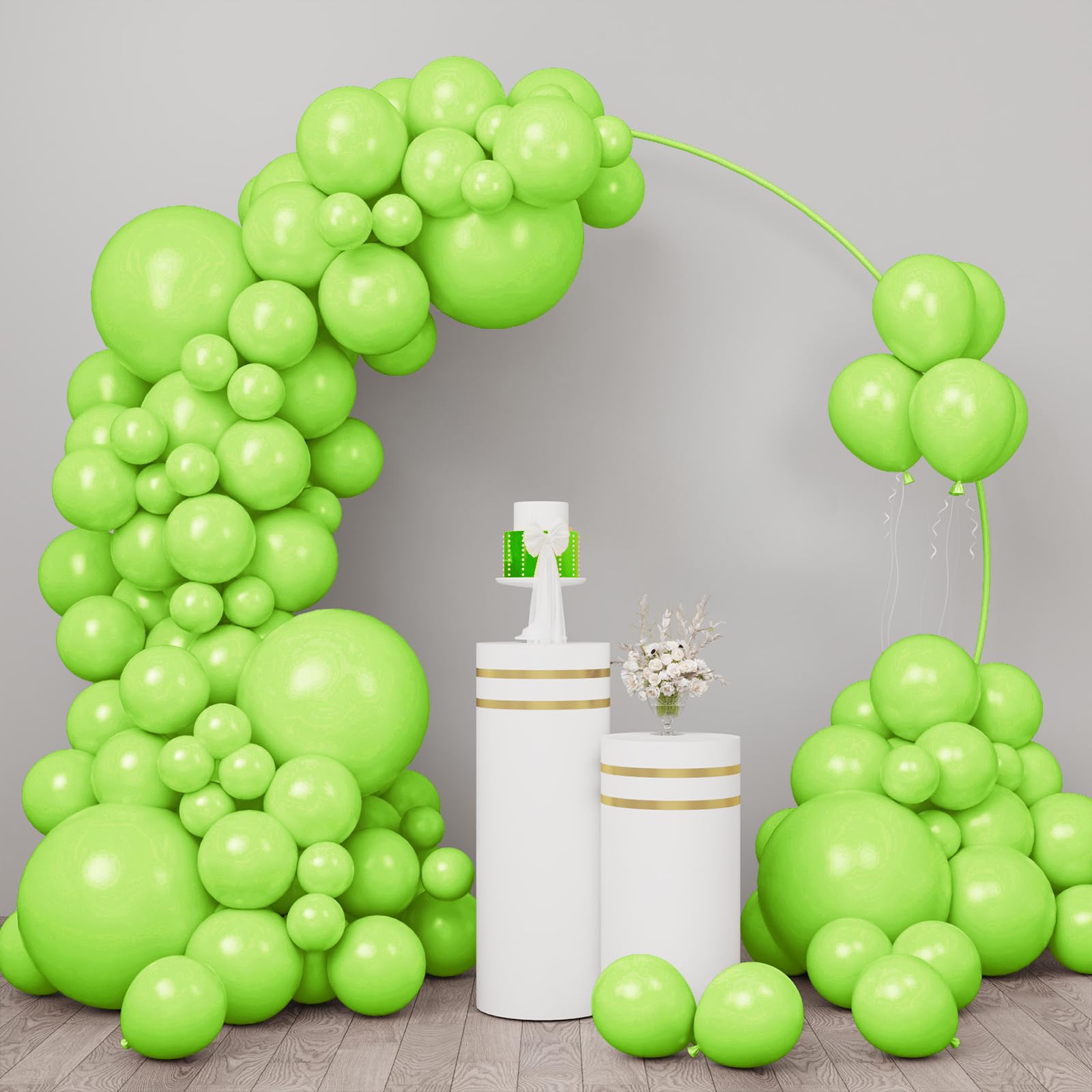 RUBFAC 96pcs Lime Green Balloons Different Sizes 18 12 10 5 Inch Light Fruit Green Latex Party Balloons for Birthday Dinosaur Jungle Baby Shower Decoration