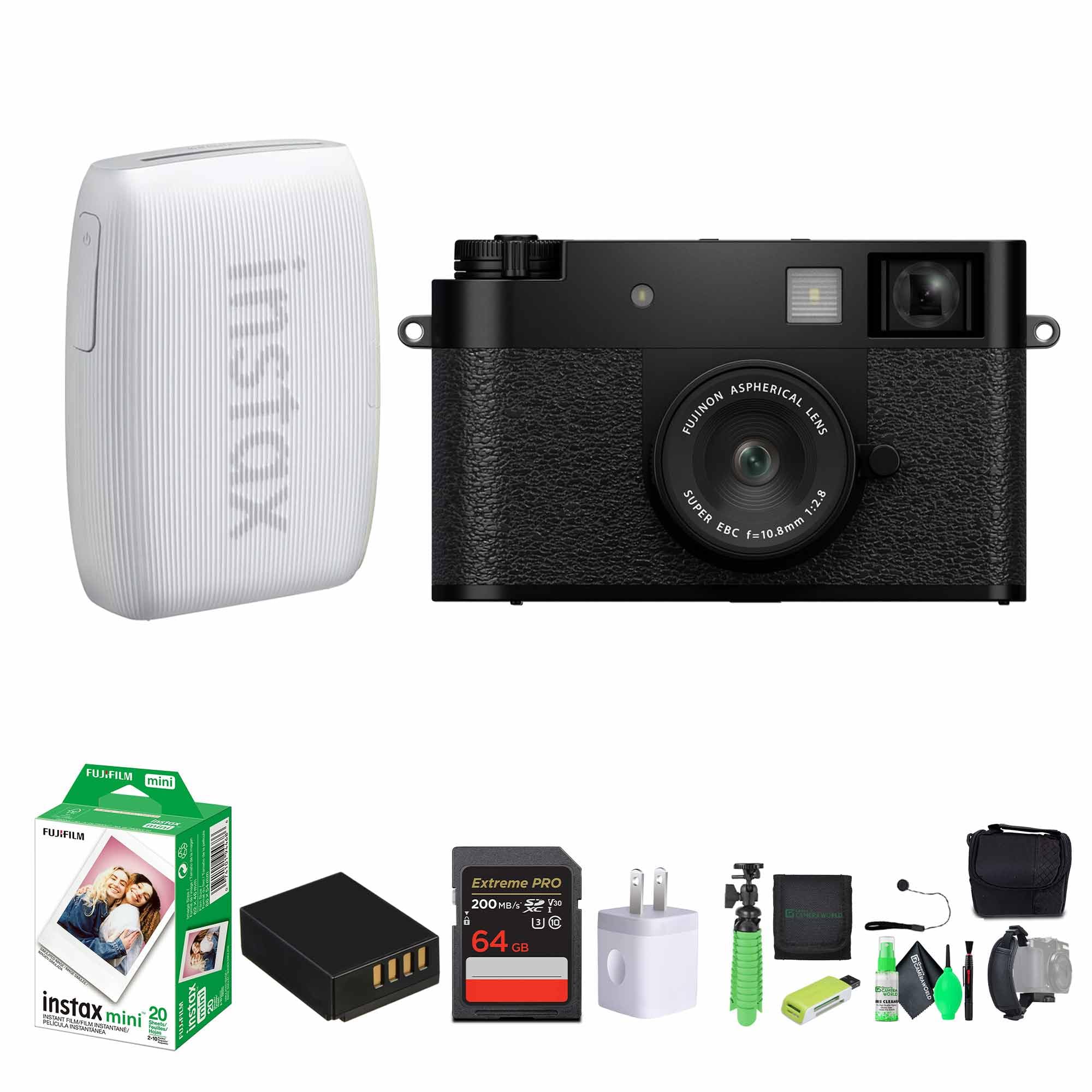 FUJIFILM X Half Point & Shoot Camera (Black) & Essentials Bundle