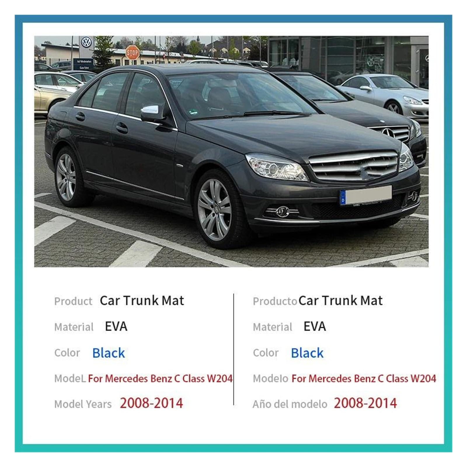 Pasuje do Merce//des Be//nz C klasa W204 Sedan 2008-2014 | Akcesoria Mata do bagażnika Wykładzina podłogi bagażnika