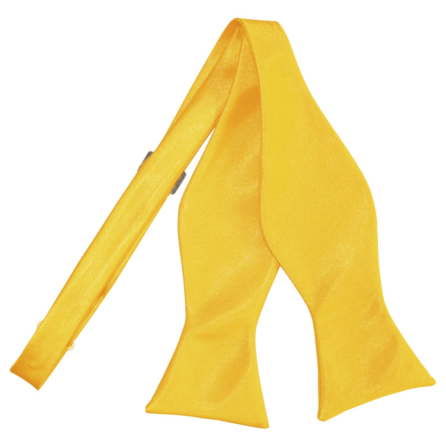 DQT Mens Plain Satin Self-Tie Bow Tie - Wedding, Business & Formal Wear - Marigold