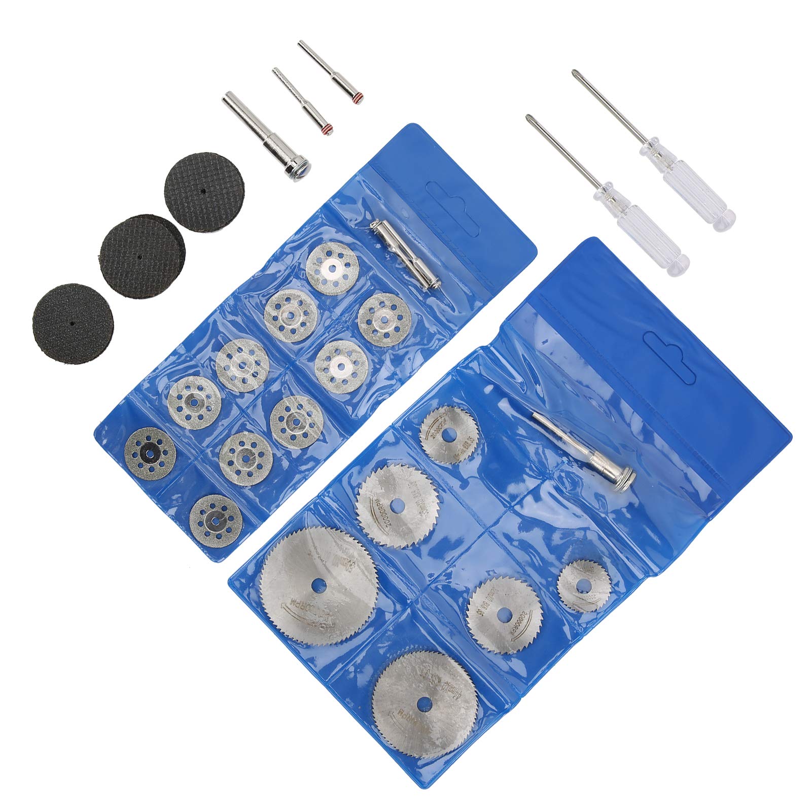 45Pcs Cutting Disc Kit, Circular Saw Set, High Speed Steel Cutting Tool, with Double Mesh Wheel for Metal, Emery Slices for Gem, Complete Accessories with Storage Box