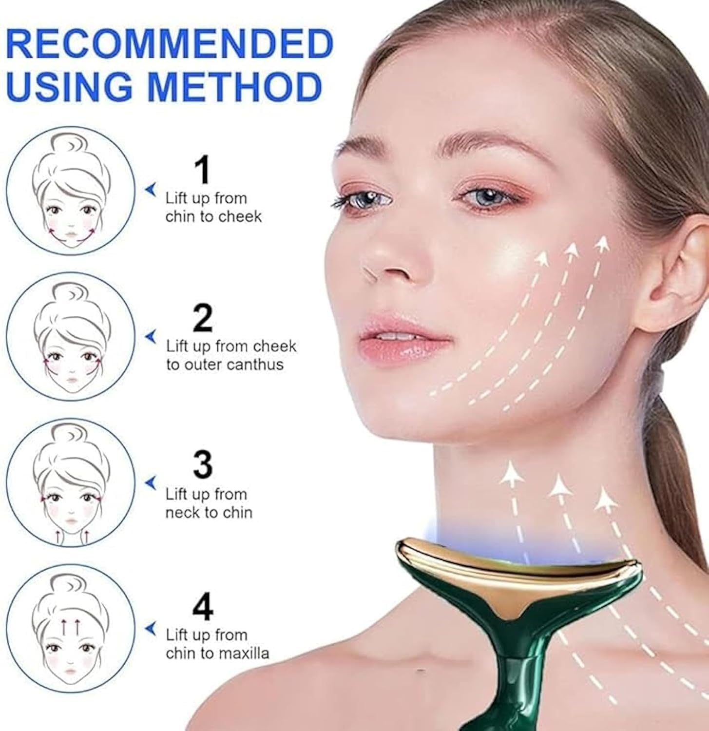 SKYBUCKET 3-in-1 Electric Facial & Neck Massager for Face Lifting, Skin Tightening & Anti Aging, Vibration Face Massager for Glowing Skin, Wrinkle Removal & Slimming, Portable Skin Care Tool for Women & Men 3
