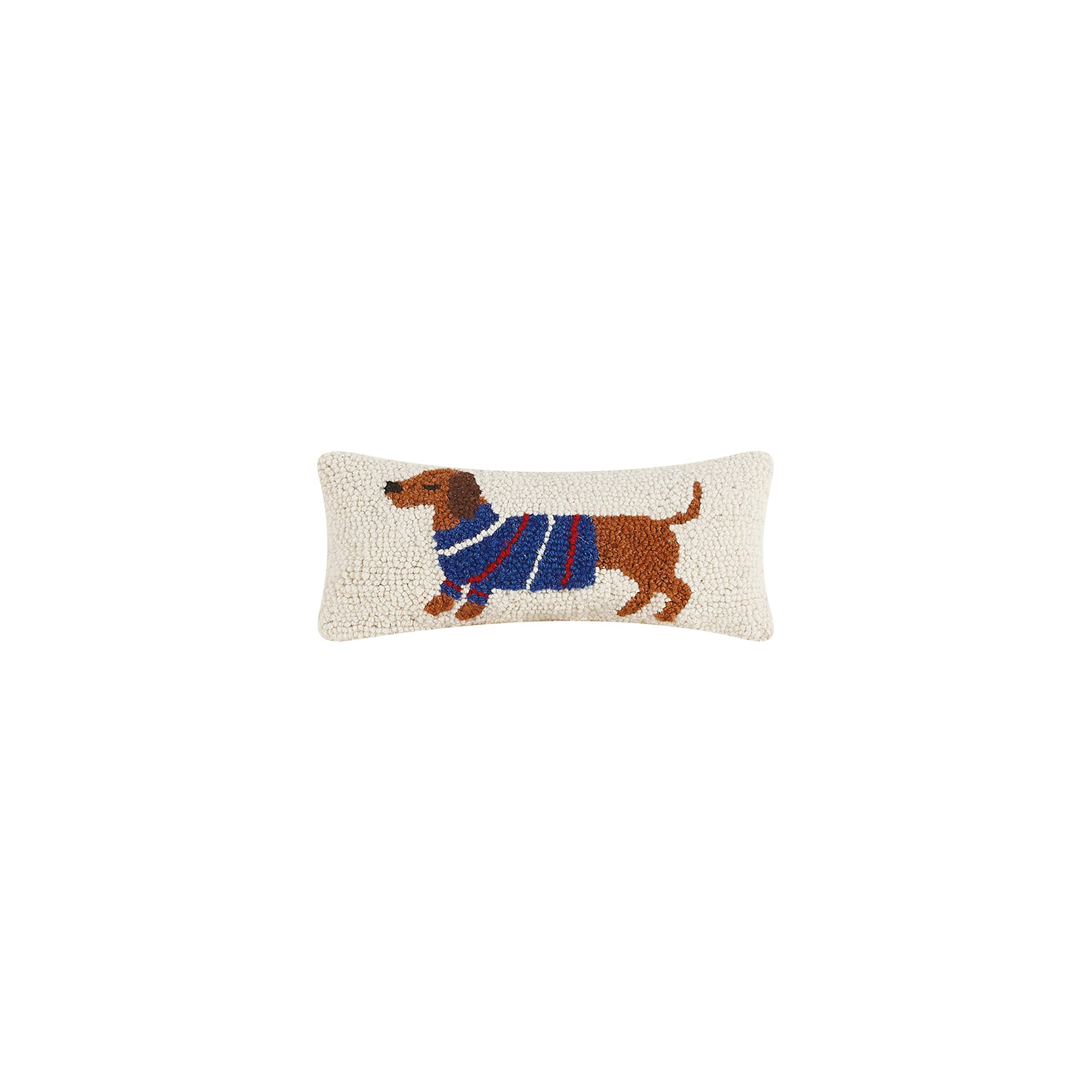 Peking Handicraft 30TG818C05OB Blown Filled Hook Pillow, 12-inch Length, Wool and Cotton (Dachshund)