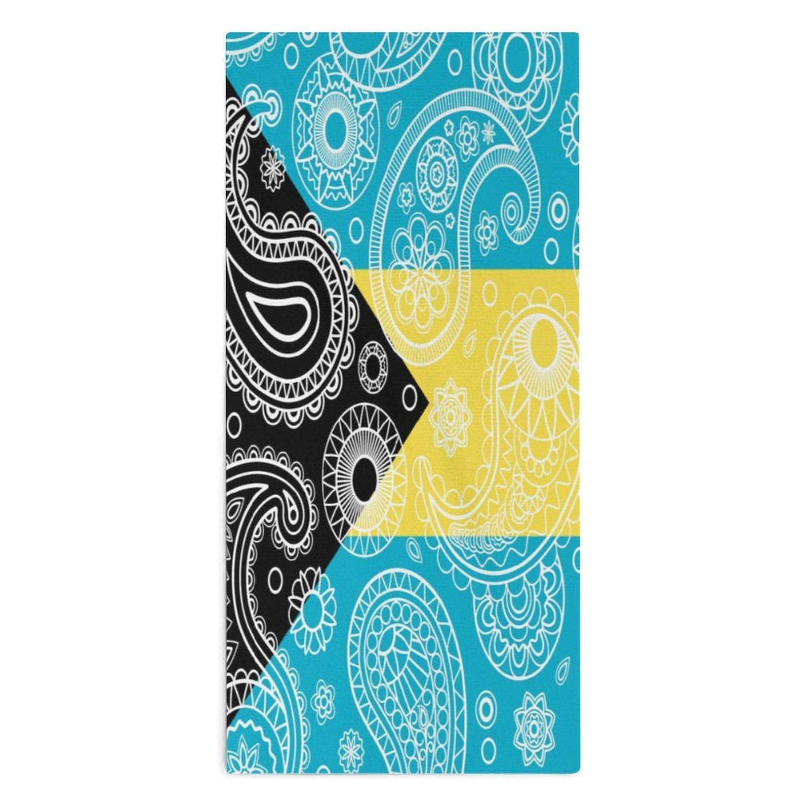 TXFBTRFSA Bahamas Paisley Flag Hand Towels for Adult Face Towel Bath Beach Swim Accessories