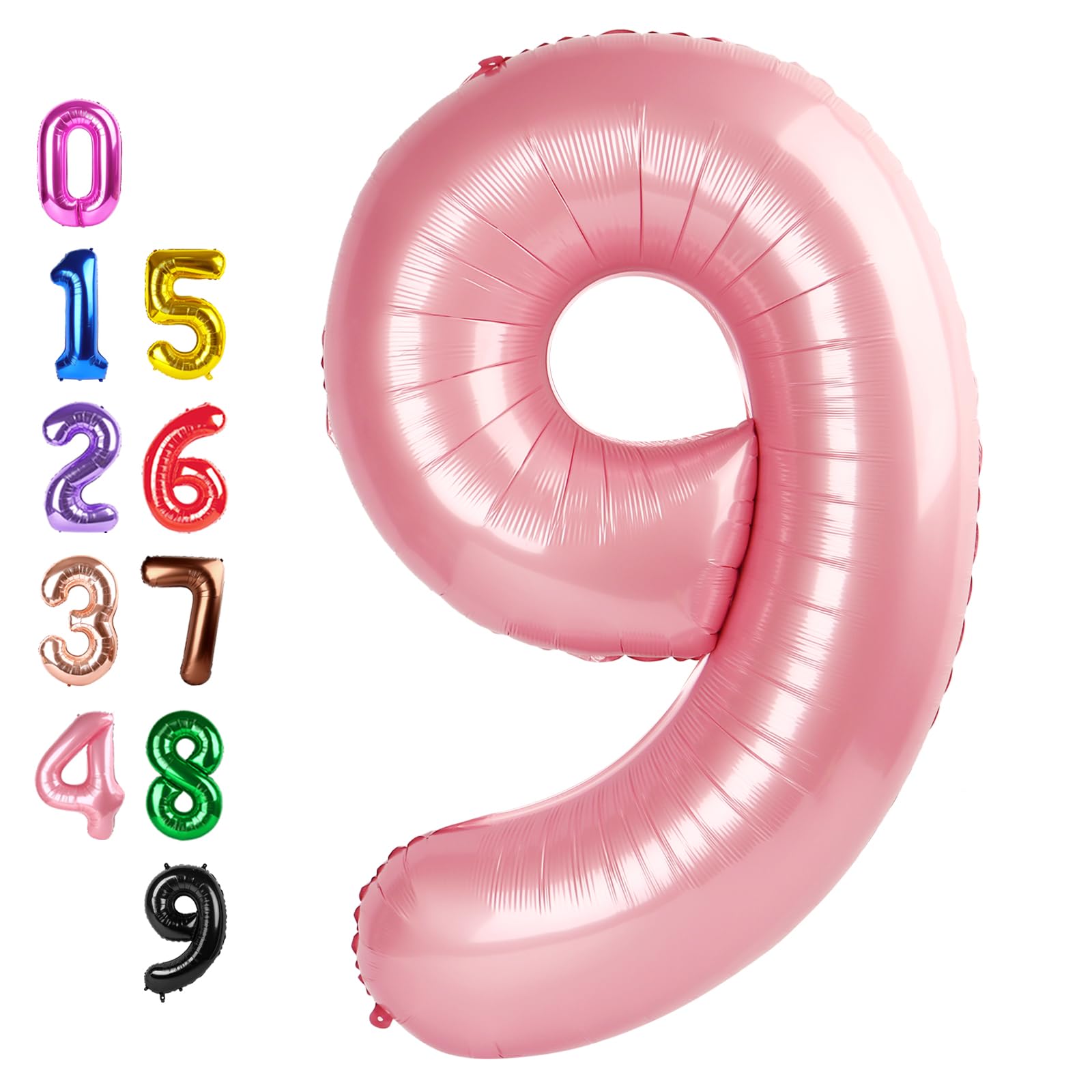 Number Balloons 9 Balloon Pearl Pink for 9th Birthday Decoration, 40 inch