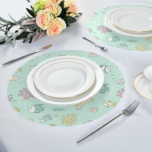 Miniatura 6 de Under Water Coral Fish Round placemats for Table Thick placemats for Dining Table 15x15 in manteles para mesa de comedor