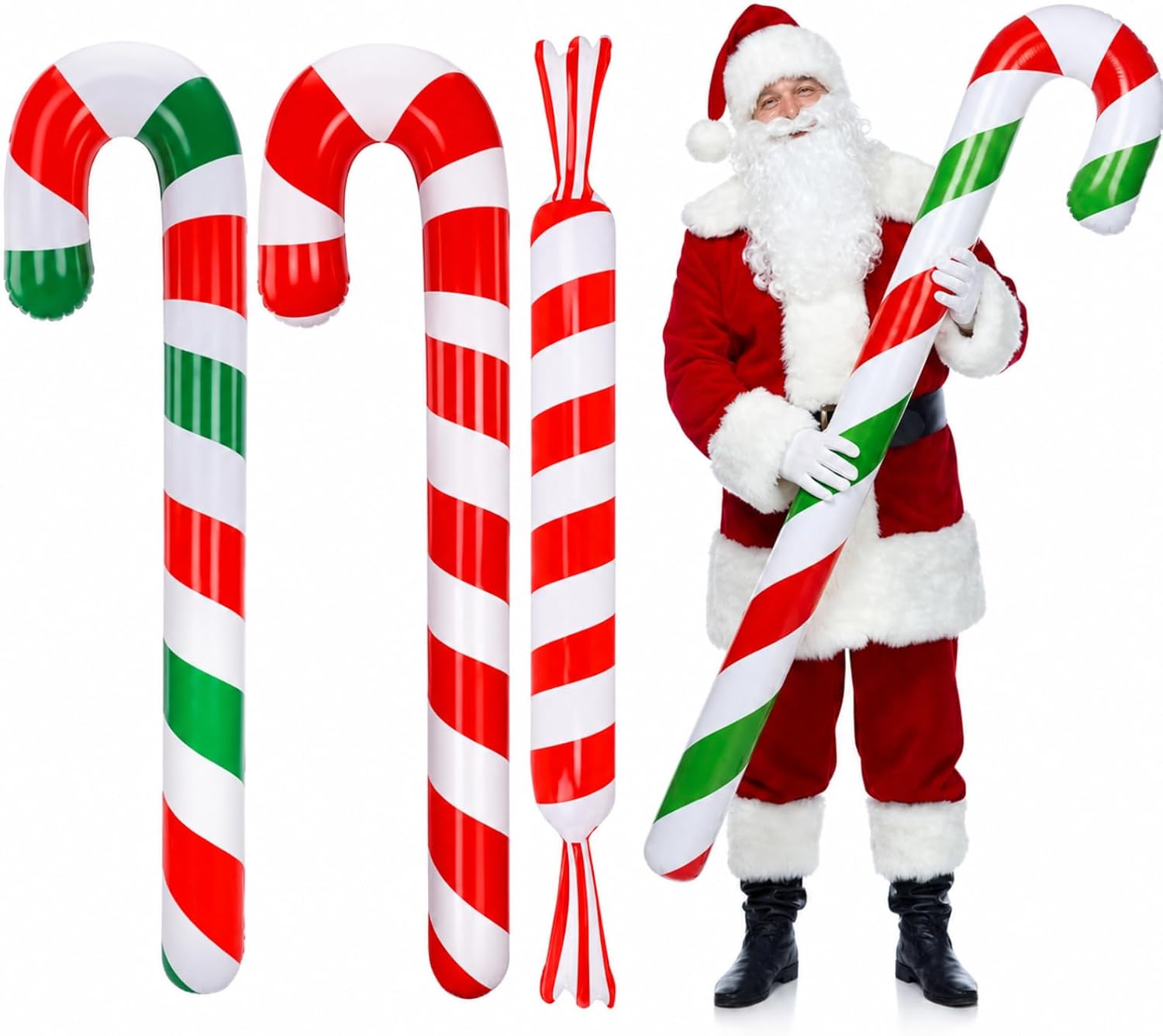 6 Pcs 6.17 ft Christmas Pool Floats, Inflatable Candy Canes