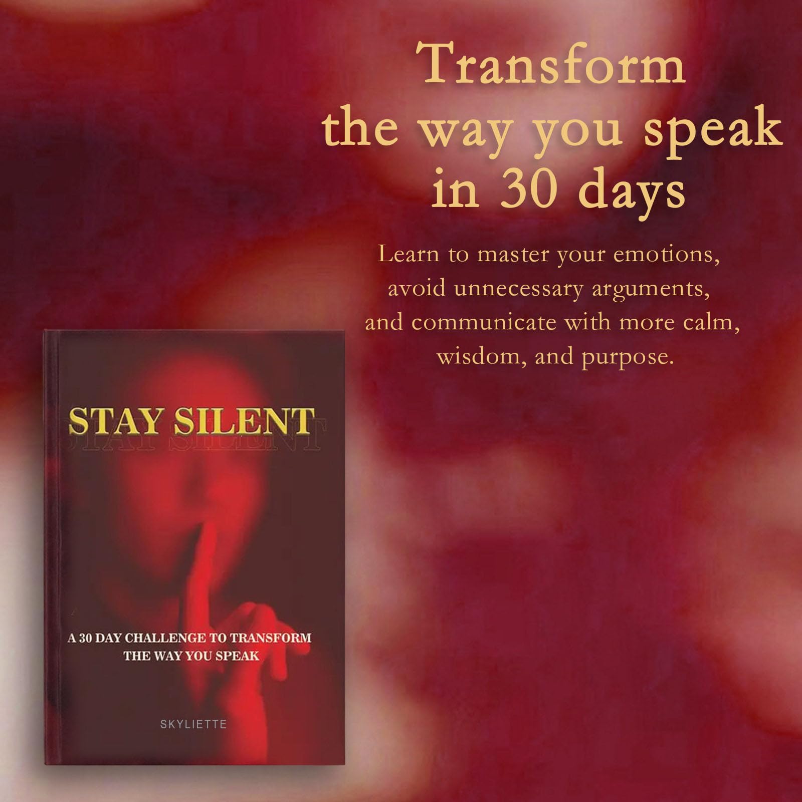 Stay Silent Book, Das Buch „Stay Silent“, Eine 30-Tage-Challenge, um deine Emotionen zu meistern, deine Art zu sprechen zu verändern, mit Weisheit zu kommunizieren friedliche Beziehungen aufzubauen