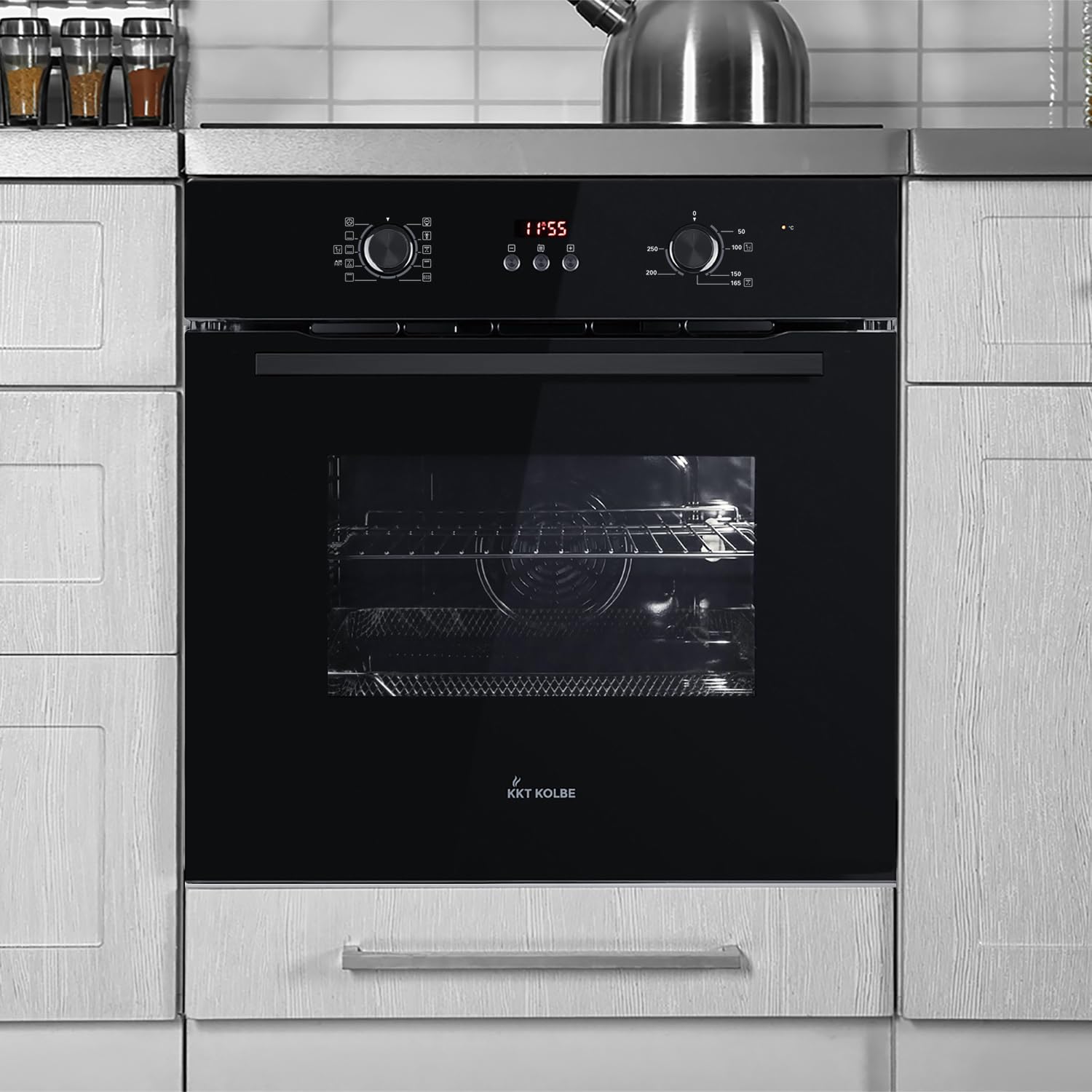 KKT KOLBE AirFryer-Einbaubackofen BO8010FB, 60 cm, 70 L, schwarz | autark, 3 kW, Full-Black-Design, AirFry, Katalyse-Selbstreinigung, Umluft, Heißluft, Teleskopauszüge, Heißluftfritteuse