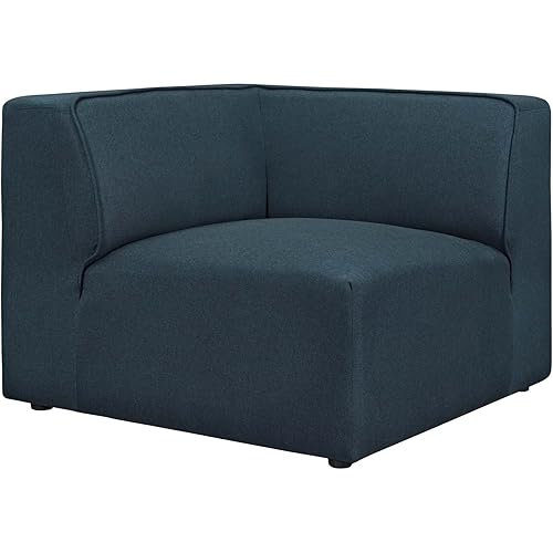 Modway Mingle Polyester Upholstered Generously Padded Corner Seat, Blue Fabric