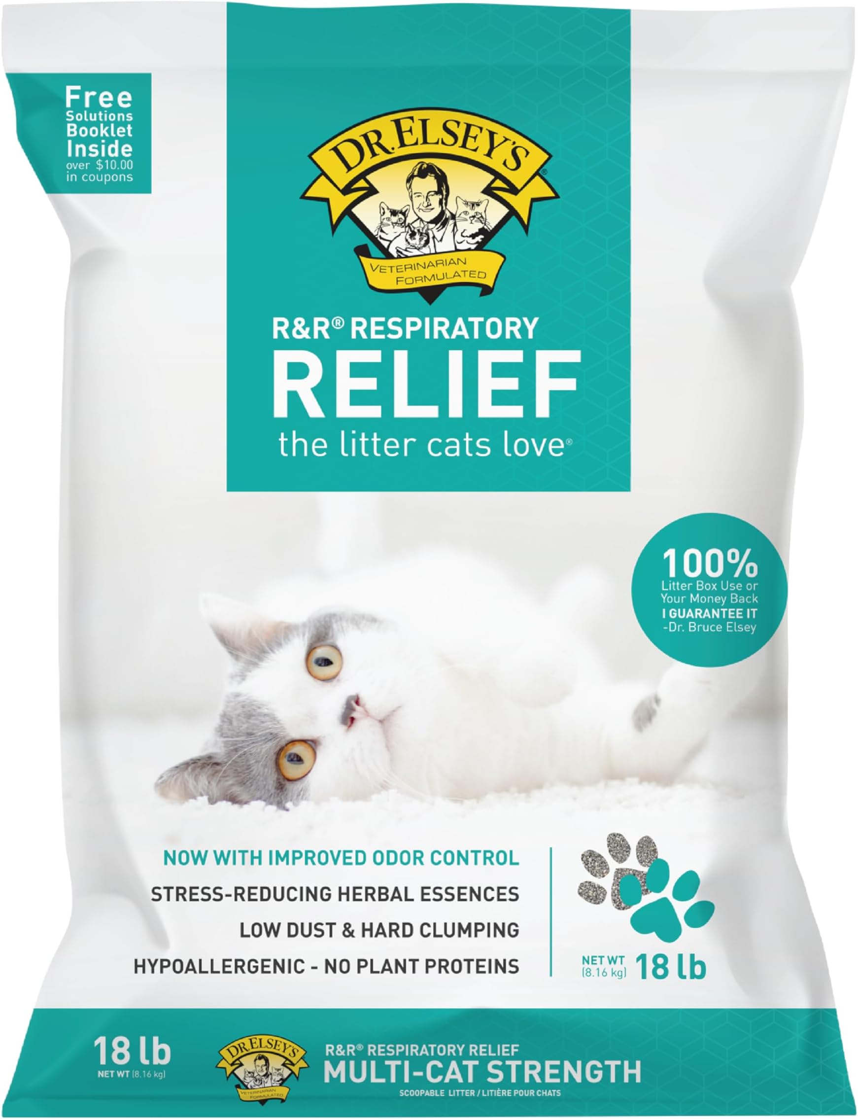R and R Cat Litter - Low Dust, Low Tracking, Hard Clumping, Superior Scent Control, Unscented and Natural Ingredients - Stress Reducing Kitty Litter, Supports Healthy Breathing
