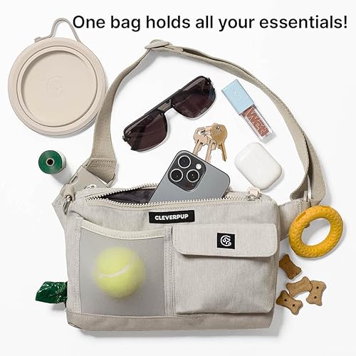 Miniatura 8 de Bolsa para pasear y tren para perros  Bolsa de golosinas 2 en 1 manos libres, soporte para bolsa de excrementos, clicker, bolsillo para teléfono
