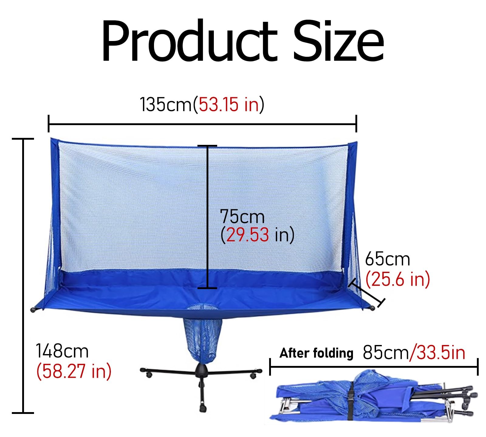Reti e Postazioni da Ping Pong Rete Grande per Raccolta Palline da Ping Pong, Rete per Pratica Ping Pong Portatile con Ruote, Rete per Raccolta Palline da Ping Pong per Adulti e Bambini(1.35m/53.15 in