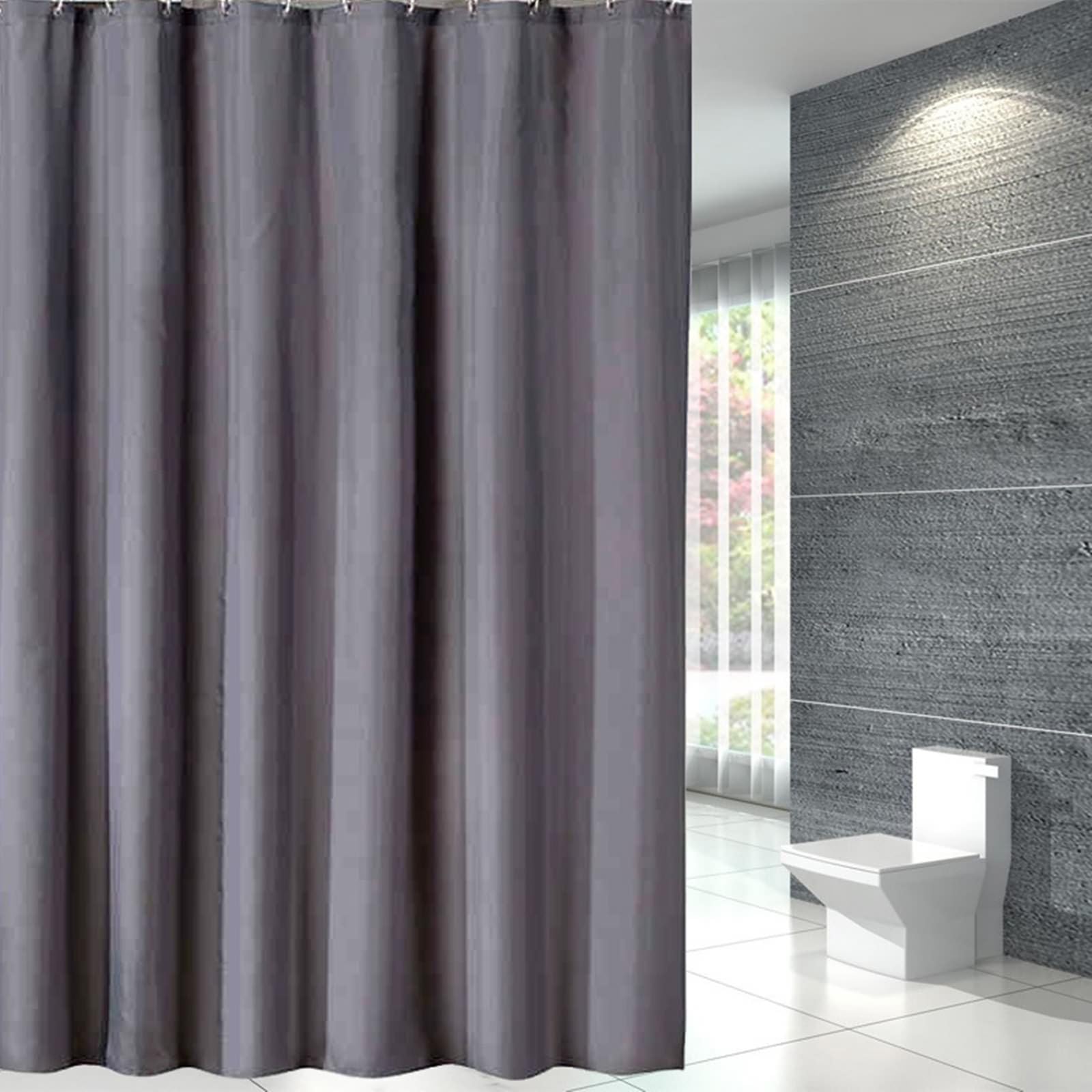 Rideau de douche 200 x 220 cm en polyester gris foncé uni avec oeillets