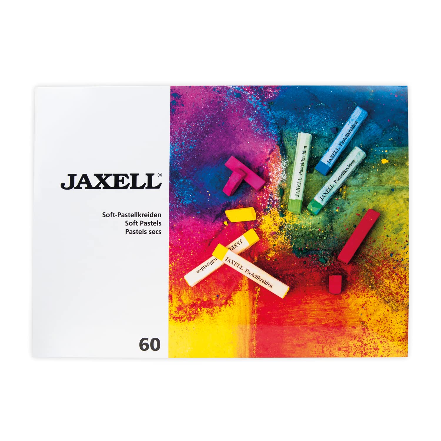 Honsell 47654 - Jaxell Pastellkreide, eckige Form, 60er Set, für flächiges und präzises Arbeiten, satte, lichtechte Farben, ideal für Künstler, Hobbymaler, Kinder, Schule, Kunstunterricht