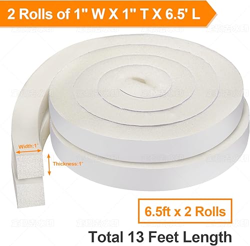 Miniatura 2 de Futuwi Burlete de espuma para aire acondicionado - 2 rollos, 1 pulgada de ancho x 1 pulgada de grosor, total de 13 pies de largo, espuma de célula