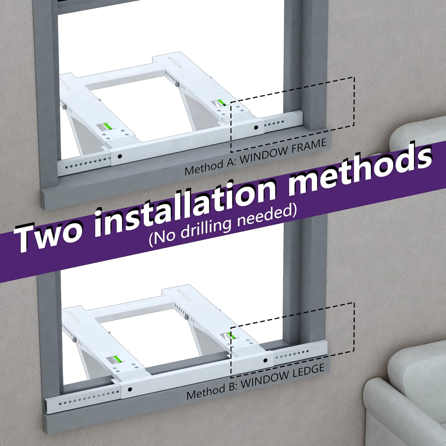 Mxclimate Window Air Conditioner Support Bracket,No Drilling AC Bracket ,Universal A/C Units Mounting Brackets,Heavy Duty Holds Up to 200 lbs.Fits Single Or Double Hung Windows