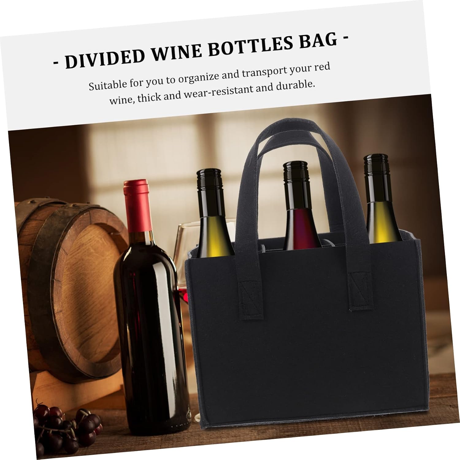 Alipis Red Wine Bag Removable Divider Portable Wine Bottle Storage Tote for Bottles Stylish Felt Design for Picnics Weddings and Parties