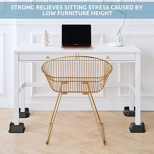 Miniatura 5 de Elevadores de cama de 2 pulgadas, resistentes, 4.8 x 4.8 pulgadas de ancho en forma de L, elevadores de cama de gran tamaño, soportan hasta 5000